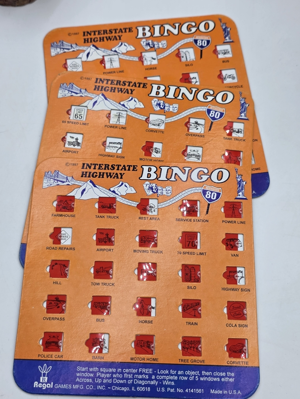 Vintage 1997 Interstate Highway Bingo Travel Game by Regal Games Set Of 3